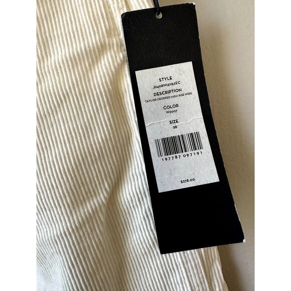 $278 Veronica Beard High Rise Taylor Corduroy Cropped Wide-Leg Cream Pant Sz 26 - Picture 3 of 12